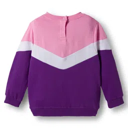 Babyhug Terry Knit Full Sleeves Top and Joggers Set With Cut & Sew Detailing & Awesome Text Print - Purple & Pink image 3