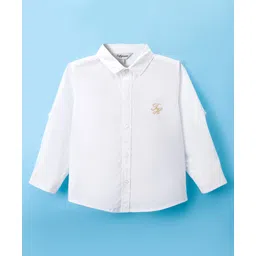 ToffyHouse Cotton Woven Full Sleeves Shirt & Pant Set With Suspender & Bow - White & Khaki image 3