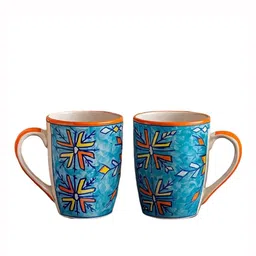 HINDUSTANI SAUDAGAR Multicoloured Handcrafted and Hand Painted Solid Ceramic Glossy Mugs Set of Cups and Mugs image 4