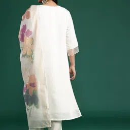 Indo Era Floral Embroidered Mirror Work Kurta with Palazzos & Dupatta image 3