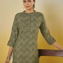 Anouk Women Floral Printed Foil Print Festive Straight Kurta-picture-16