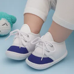 Neska Moda Colour Blocked Lace Up Booties - White & Blue image 5