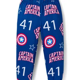 Pine Kids Marvel Single Jersey Knit Full Sleeves Night Suit With Captain America Graphics - Red & Navy Blue image 4