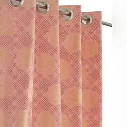 Kiara Creations 2 Pieces Pink & Gold-Toned Floral Darkening Velvet Door Curtains-picture-26