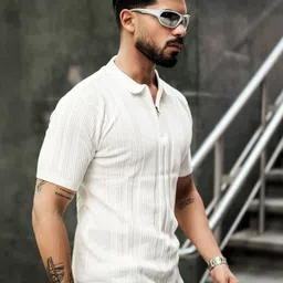 Maniac Textured Cotton Polo Collar Slim Fit T-shirt image 5