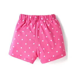 Babyhug Single Jersey Knit Shorts with Polka Dots & Bow Applique Pack of 3 - Pink & Blue image 5