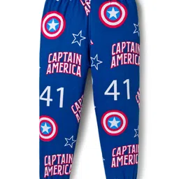 Pine Kids Marvel Single Jersey Knit Full Sleeves Night Suit With Captain America Graphics - Red & Navy Blue image 5