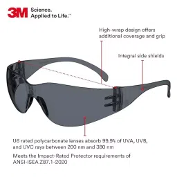 3M Virtua Protective Eyewear Polycarbonate Smoke Lens & Smoke Frame Anti-Fog, 11330 (Pack of 10) image 2
