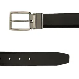 Louis Philippe Men Black & Tan Brown Solid Reversible Leather Belt image 3