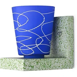 1ST TIME Blue & Blue Printed Wood Contemporary Frustum Shaped Wall Lamp-picture-25