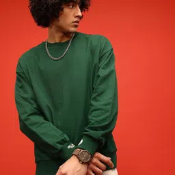 glitchez Gentle Swag Minimal Printed Cotton Terry Oversized Fit Sweatshirt image 3