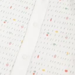 mothercare Infant Boys White & Green Micro Veggies Print Pure Cotton Wadded Sleepsuit image 4