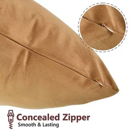 Yellow Weaves Camel Brown Velvet Square Cushion Covers image 4