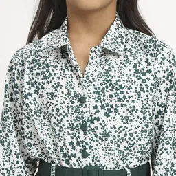 OTABU Print Puff Sleeve Applique A-Line Midi Dress image 2