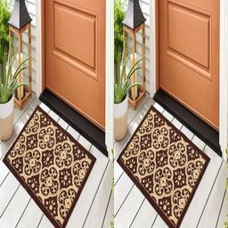 Myntra Elegant Homes 2-Pcs Brown Printed Cotton Rectangular Anti-Slip Doormats-picture-25