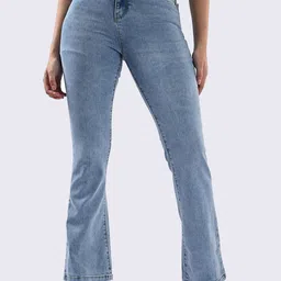 Kraus Jeans Women Flared High-Rise Light Fade Stretchable Jeans-picture-33