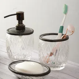 De Maison Decor Olivia Daimond Crystal Cut bathroom set in Black-image-80