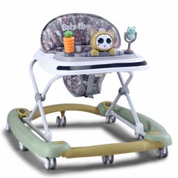 fab n funky 2-in-1 Walker Cum Rocker with Height Adjustment - Green| Music & Lights Toy Tray| Adjustable Cushioned Seat| Compact Fold| 6 t o 24 months Boys & Girls| Smooth Swivel Wheels-picture-11