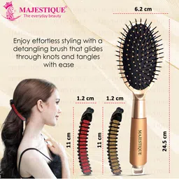 MAJESTIQUE Detangler Hair Brush With 2 Banana Clips image 2