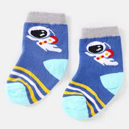 Cute Walk by Babyhug Cotton Non Terry Anti Bacterial Ankle Length Socks Space Design Pack of 5 - Multicolour image 2