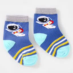 Cute Walk by Babyhug Cotton Non Terry Anti Bacterial Ankle Length Socks Space Design Pack of 5 - Multicolour image 3