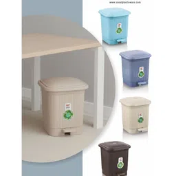 SONAL Cream-Colored & White Textured Pedal Dustbin 4L image 5