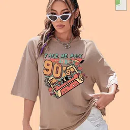 Dreambe Women 2 Printed V-Neck Extended Sleeves T-shirt-picture-12