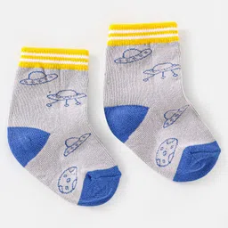 Cute Walk by Babyhug Cotton Non Terry Anti Bacterial Ankle Length Socks Space Design Pack of 5 - Multicolour image 5