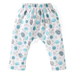 Babyhug Cotton Full Length Diaper Pants Space Theme Print Pack Of 3 - Red White & Blue image 5
