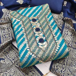 LeeliPeeri Designer Floral Banarasi Jacquard & Gota Patti Work Unstitched Dress Material-picture-17