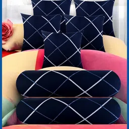 urmila creation 5 Cushion 2 Bolster Microfibre Stripes Bolster Pack of 7 image 1