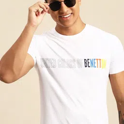 United Colors of Benetton Men Brand Logo Printed Pure Cotton T-shirt-picture-21