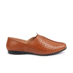 FAUSTO Men Tan Perforations PU Slip-On Sneakers image 3