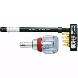 Vessel Ratchet Stubby Screwdriver Set, with Flexible Shaft, TD-6700FX-4-picture-2