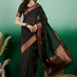 KALINI Woven Design Zari Organza Kanjeevaram Saree-picture-15