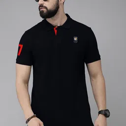 Bishop Cotton Polo Collar Cotton Applique T-shirt With Chest Embroidery-picture-15