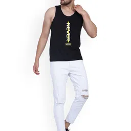 SLOWLORIS Pack Of 2 Printed Round Neck Bio-Wash Cotton Gym Vests image 5