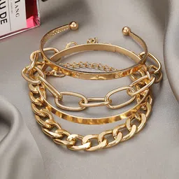 Jewels Galaxy Women 4 Gold-Plated Bangle-Style Bracelet-picture-30