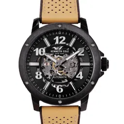 Kenneth Cole Men Skeleton Textured Leather Analogue Automatic Watch KCWGE0013105MN-black-picture-32