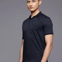 Louis Philippe Pure Cotton Micro Ditsy Printed Polo Collar Pocket T-shirt image 4