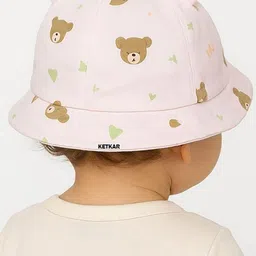 ketkar Unisex Kids Pink Embroidered Bucket Hat image 3