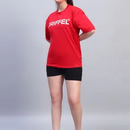 GRIFFEL Printed Pure Cotton Round Neck T-Shirt With Shorts Co-Ords image 4