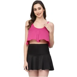 Cukoo Padded Pink & Black Two Piece Skirtini Swimwear-image-2