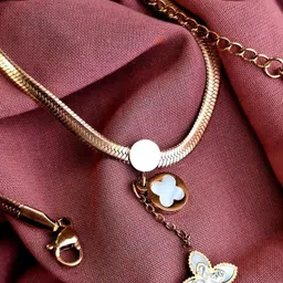 MRIDU ESSENTIALS Korean Stainless Steel Rose Gold-Plated CZ Chain Necklace and Chains-picture-13