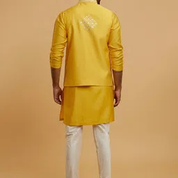 Twamev Majesty Mandarin Collar Straight Kurta With Churidar & Nehru Jacket image 2