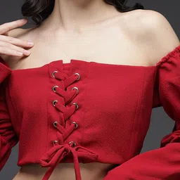 VANGULL Women Off Shoulder Puff Sleeve Tube Crop Top image 5