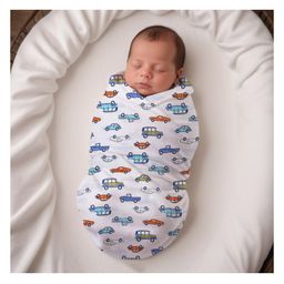 mom's home Moms Home Baby Organic Cotton Muslin Swaddle - White  Blue-picture-2