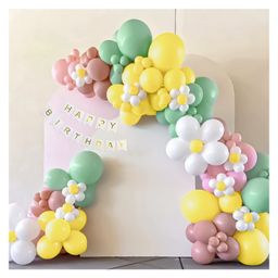 Bubble Trouble Pastel Theme Birthday Decoration with Pastel Balloons Green Yellow Pink Peach Pack of 66-picture-31