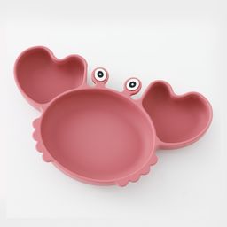 fab n funky Silicone Suction Based Sectioned Plate Silicone Dish Crab Shaped - Wine Red-picture-26