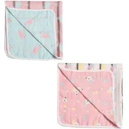 MumsLap Premium Organic Muslin Cotton 6 Layer Gauze Swaddle Wrap / Blanket - Pink Green-picture-28